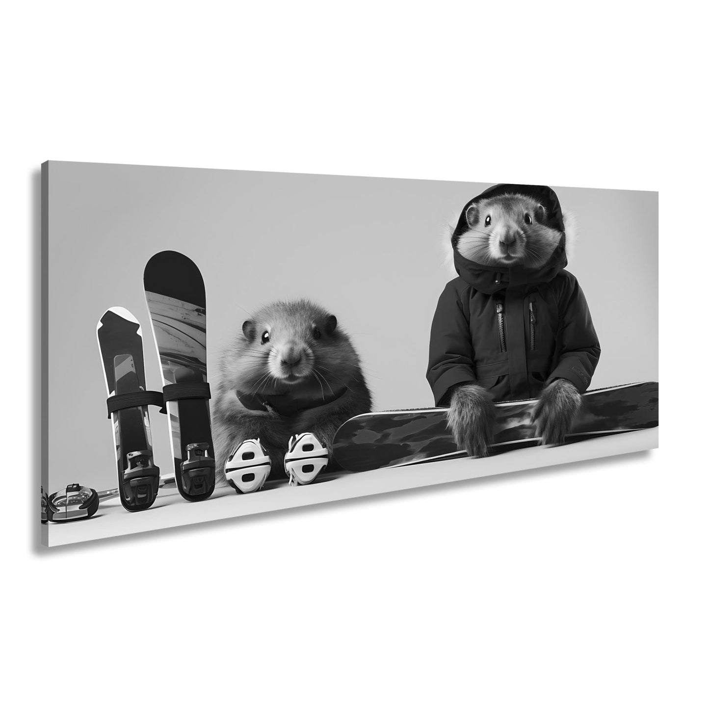 Leinwandbild Murmeltier - Duo bereit für den großen Pistenabflug. - deyoli