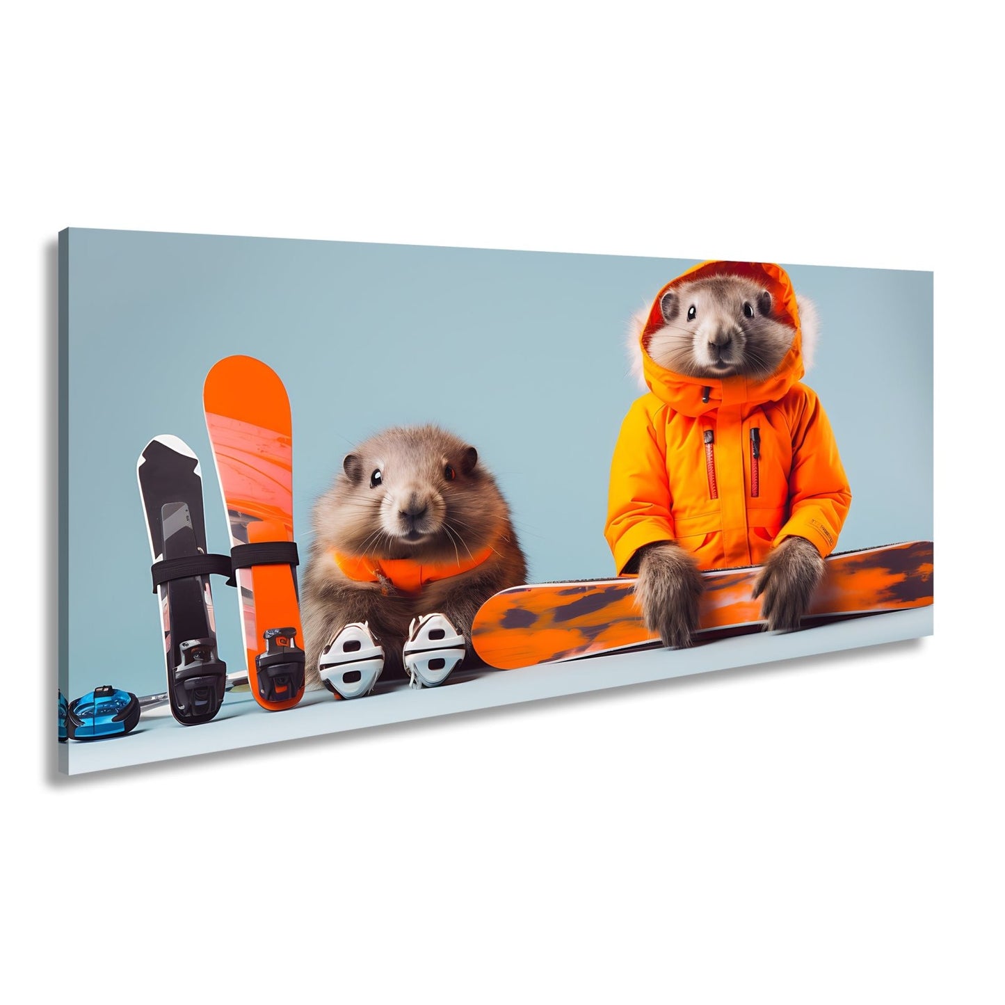 Leinwandbild Murmeltier - Duo bereit für den großen Pistenabflug. - deyoli