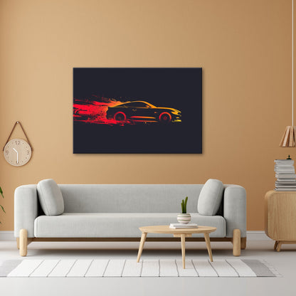 Leinwandbild Muscle Car – Stylisierte Speed - Explosion in Bewegung XXL - deyoli
