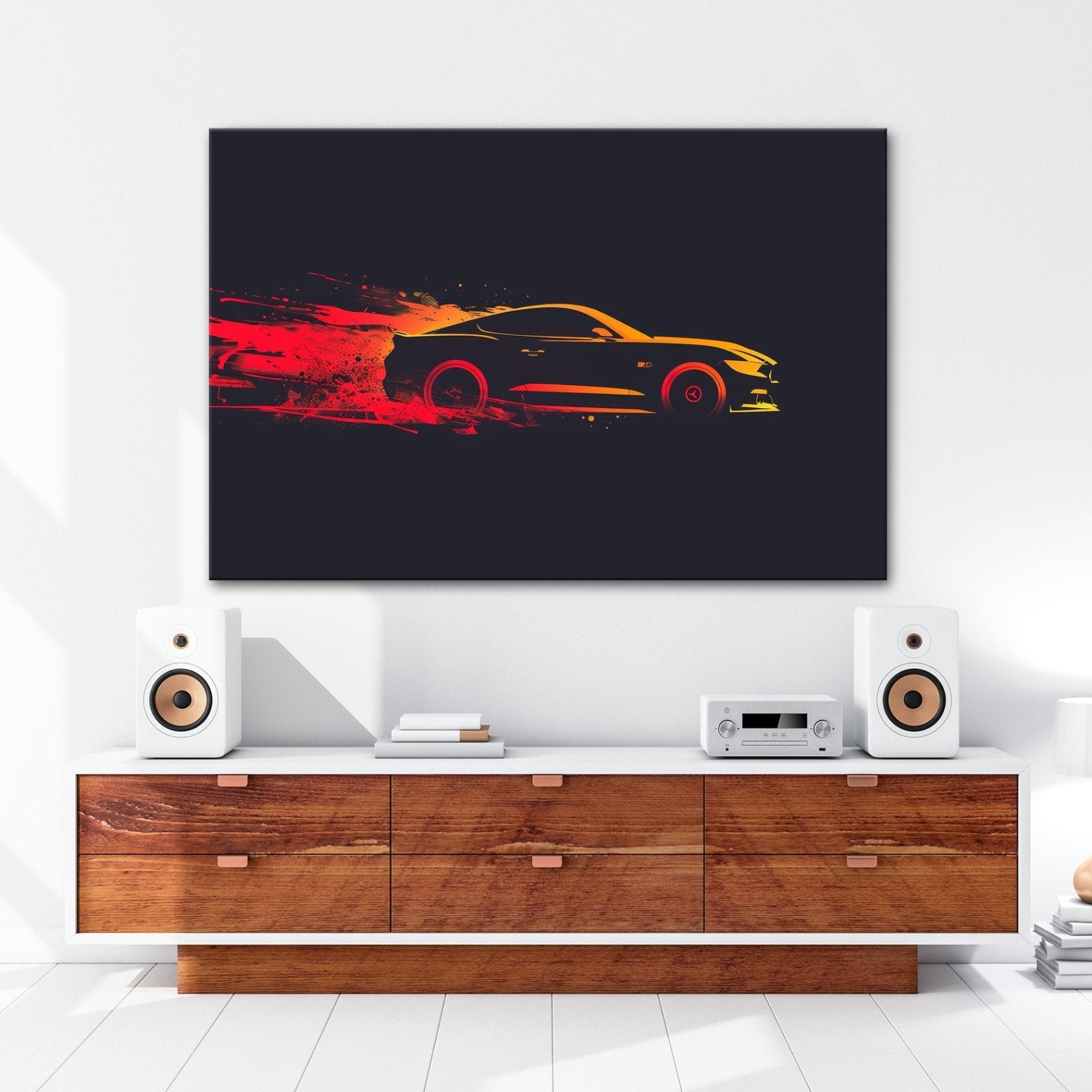 Leinwandbild Muscle Car – Stylisierte Speed - Explosion in Bewegung XXL - deyoli