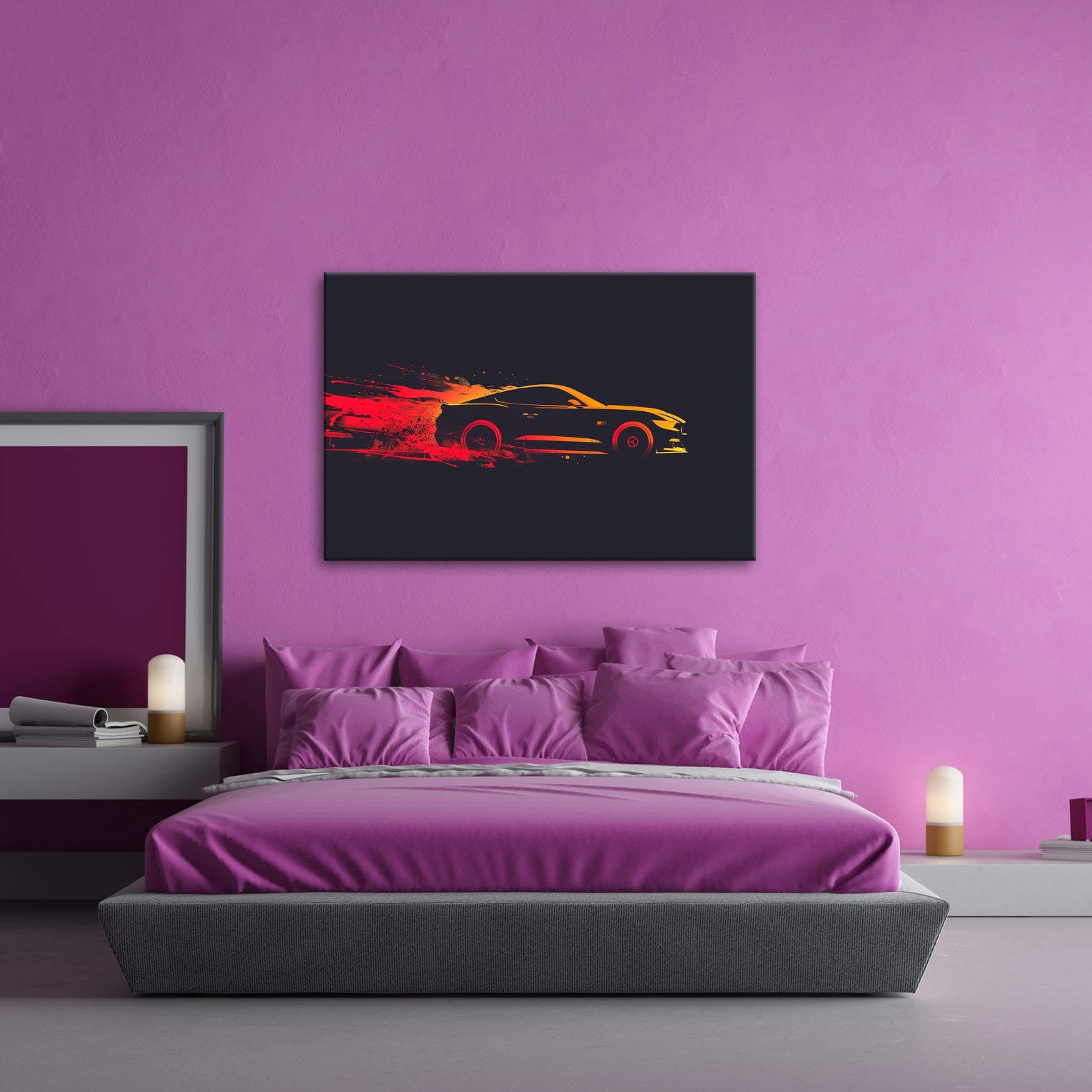 Leinwandbild Muscle Car – Stylisierte Speed - Explosion in Bewegung XXL - deyoli