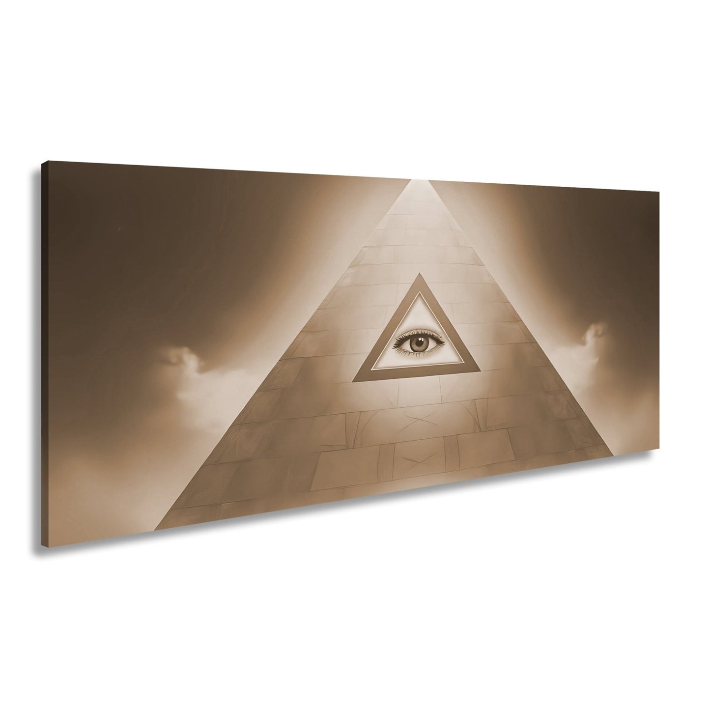 Leinwandbild Mystische Pyramide mit allsehender, leuchtender Präsenz - deyoli