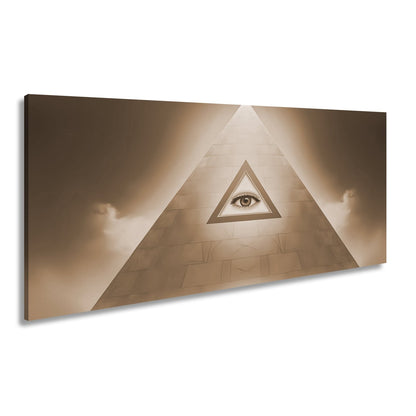 Leinwandbild Mystische Pyramide mit allsehender, leuchtender Präsenz - deyoli