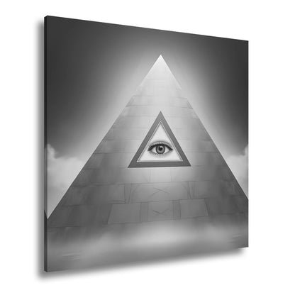Leinwandbild Mystische Pyramide mit allsehender, leuchtender Präsenz - deyoli