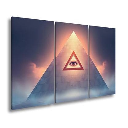 Leinwandbild Mystische Pyramide mit allsehender, leuchtender Präsenz - deyoli
