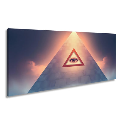 Leinwandbild Mystische Pyramide mit allsehender, leuchtender Präsenz - deyoli