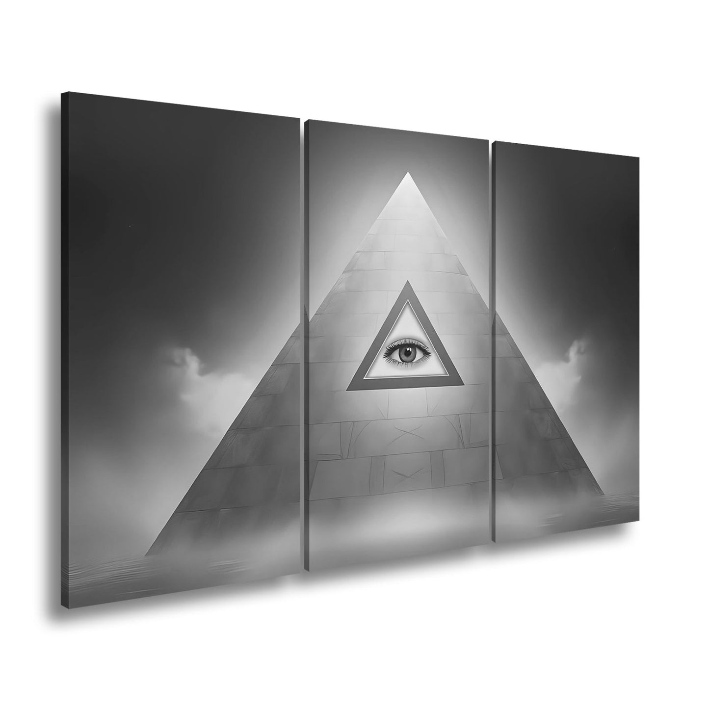 Leinwandbild Mystische Pyramide mit allsehender, leuchtender Präsenz - deyoli