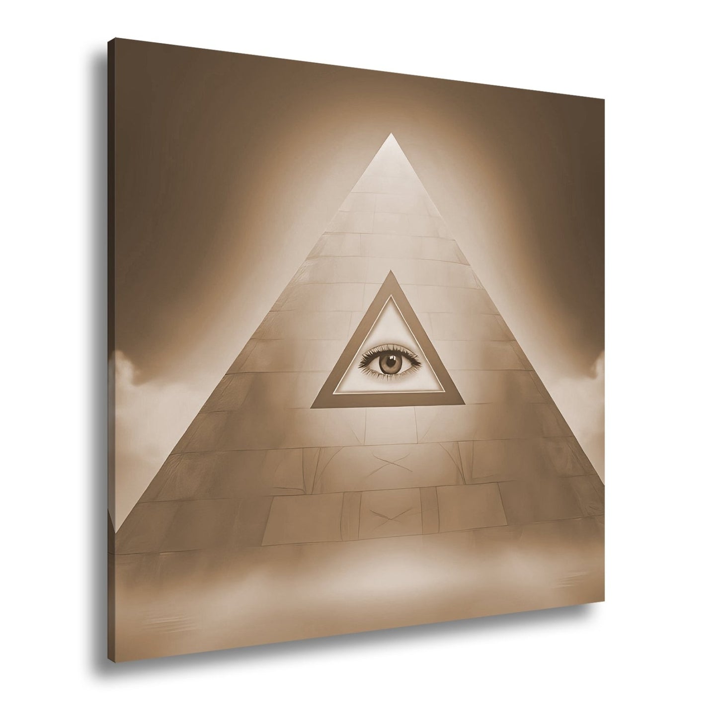 Leinwandbild Mystische Pyramide mit allsehender, leuchtender Präsenz - deyoli