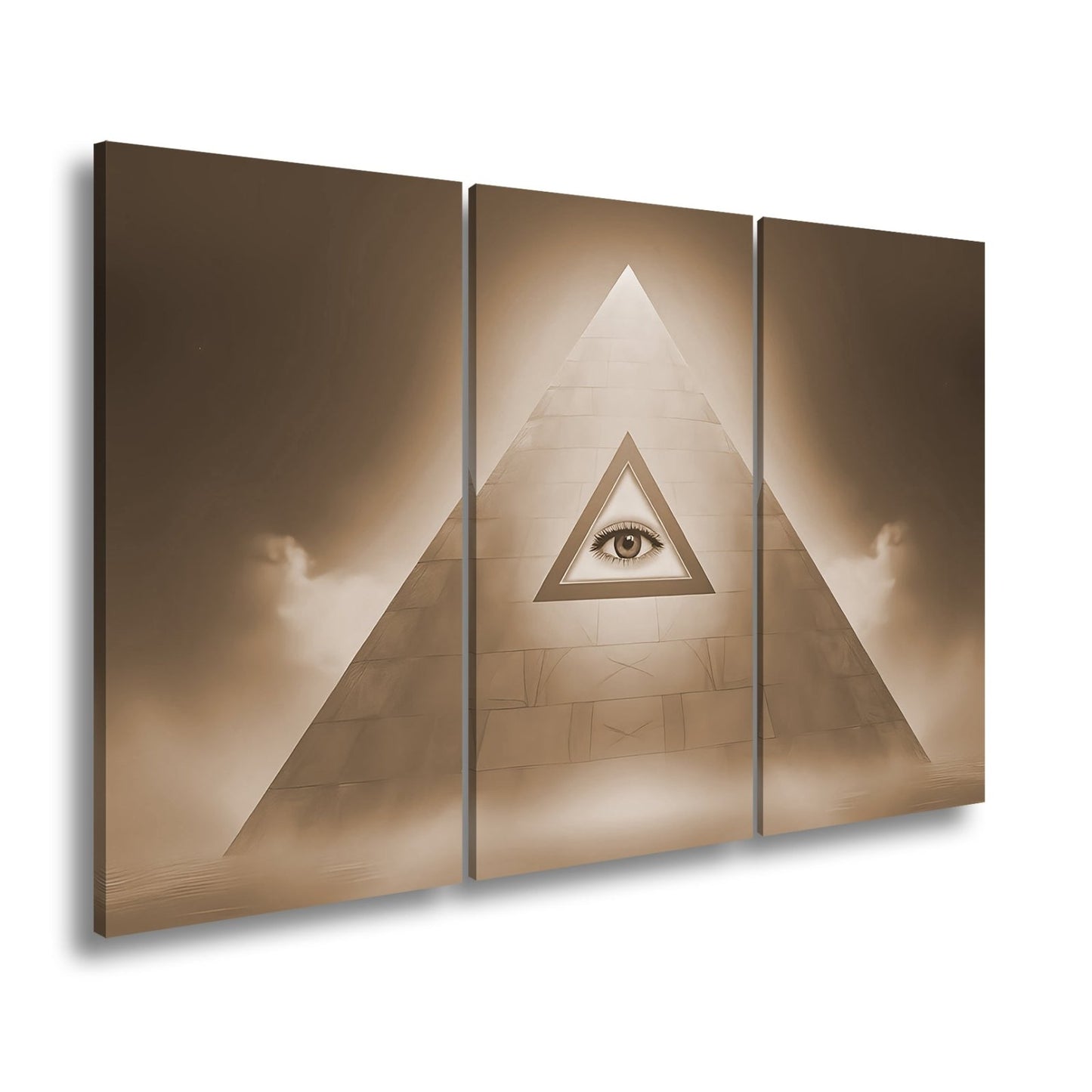 Leinwandbild Mystische Pyramide mit allsehender, leuchtender Präsenz - deyoli