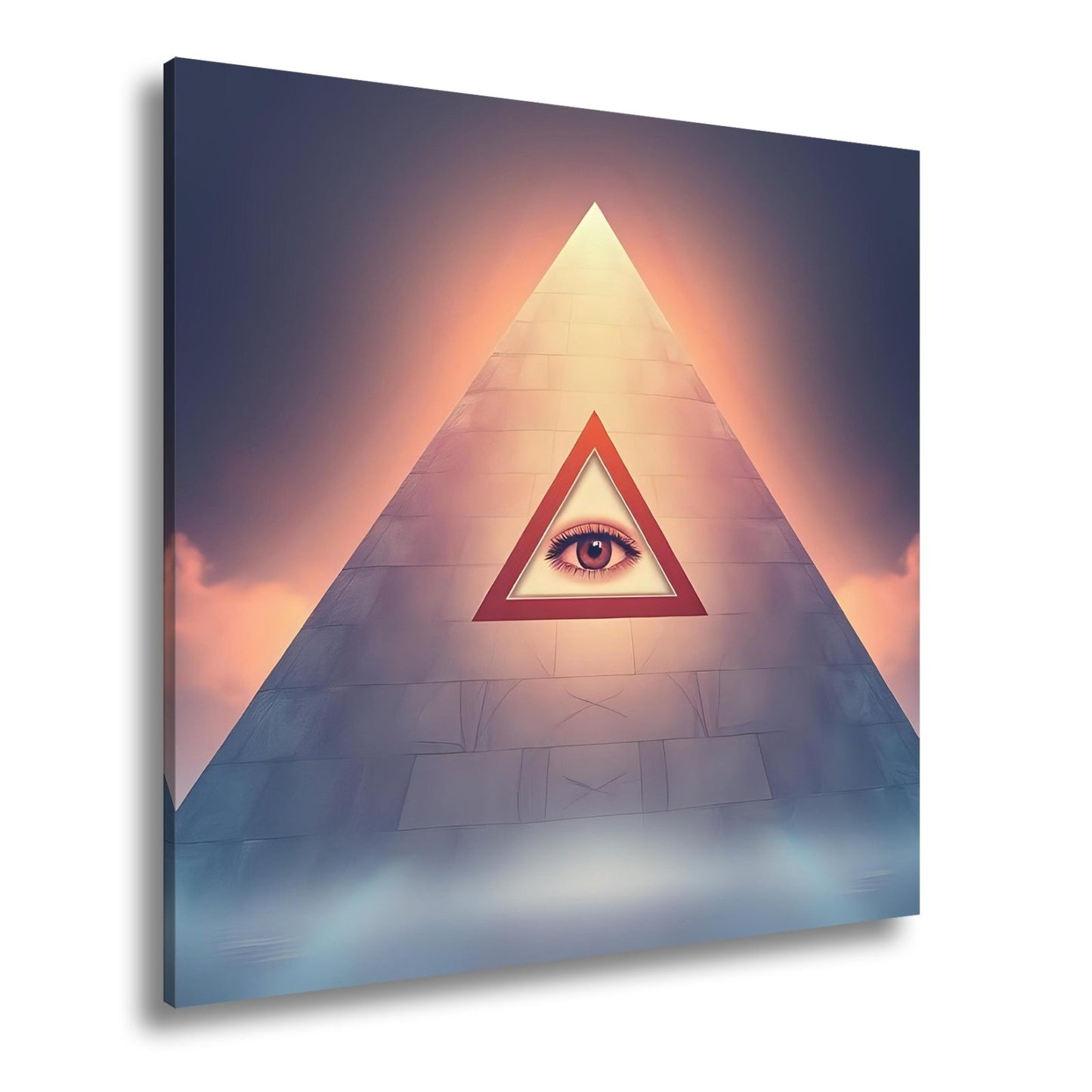 Leinwandbild Mystische Pyramide mit allsehender, leuchtender Präsenz - deyoli