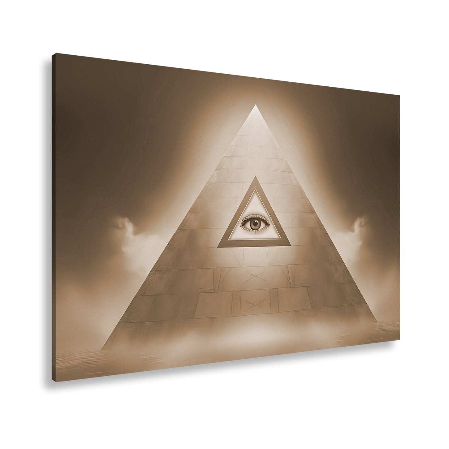 Leinwandbild Mystische Pyramide mit allsehender, leuchtender Präsenz - deyoli