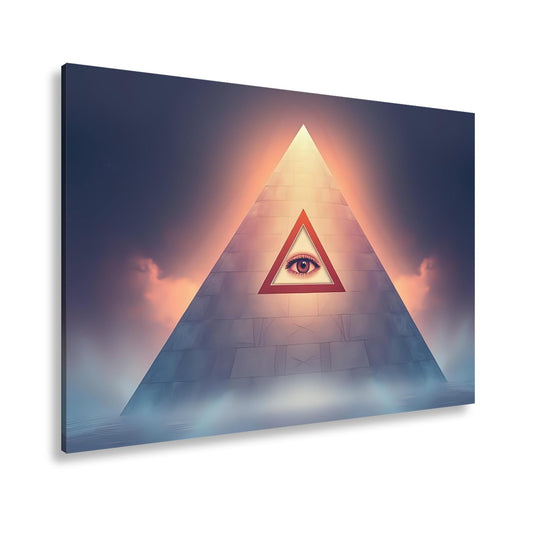 Leinwandbild Mystische Pyramide mit allsehender, leuchtender Präsenz - deyoli