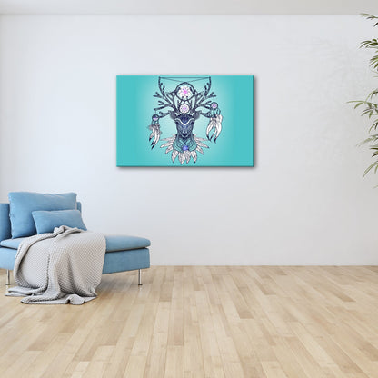 Leinwandbild Mystischer Hirsch mit Traumfängern, kunstvoll und spirituell vereint - deyoli
