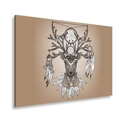 Leinwandbild Mystischer Hirsch mit Traumfängern, kunstvoll und spirituell vereint - deyoli