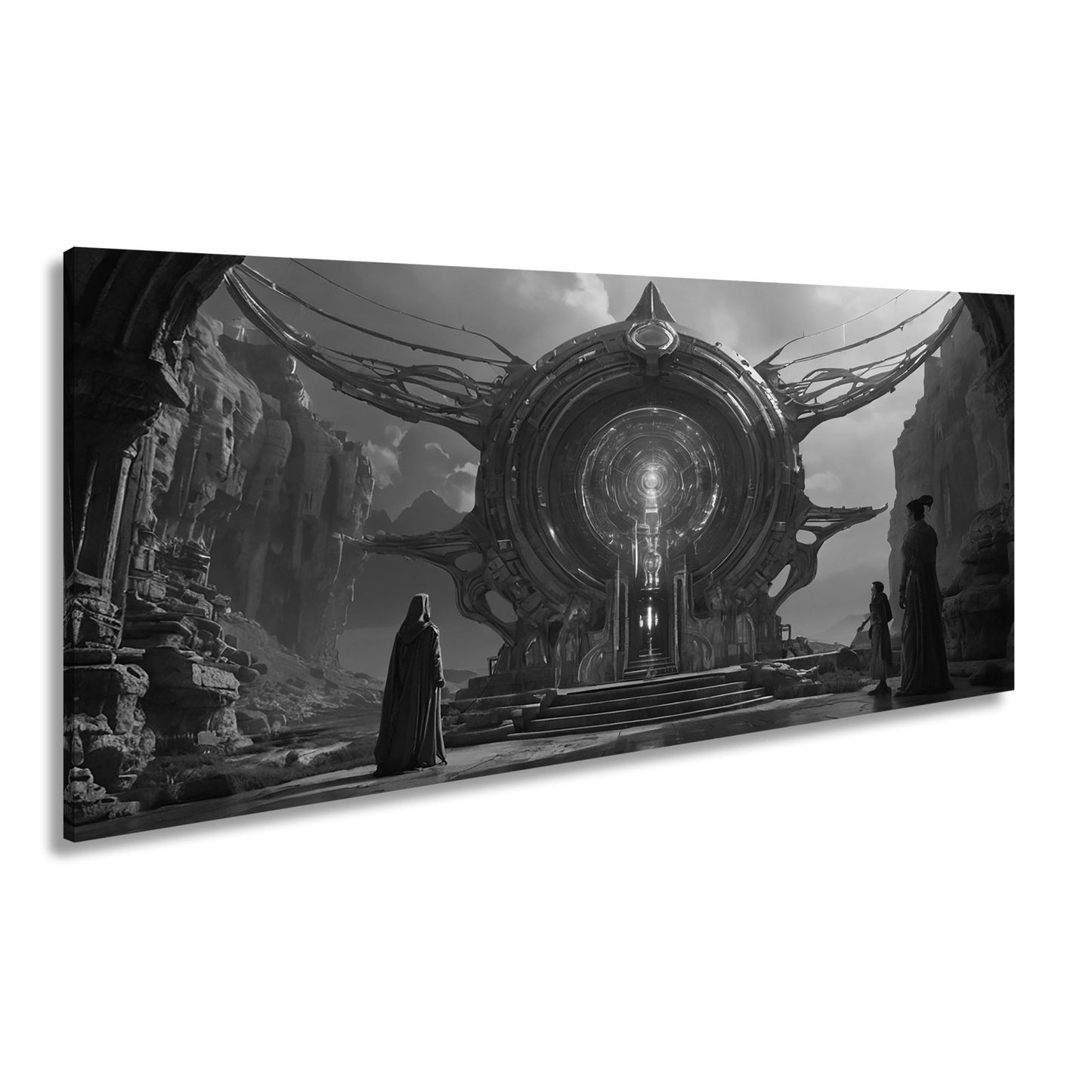 Leinwandbild Mystisches Portal erleuchtet eine uralte, futuristische Welt - deyoli
