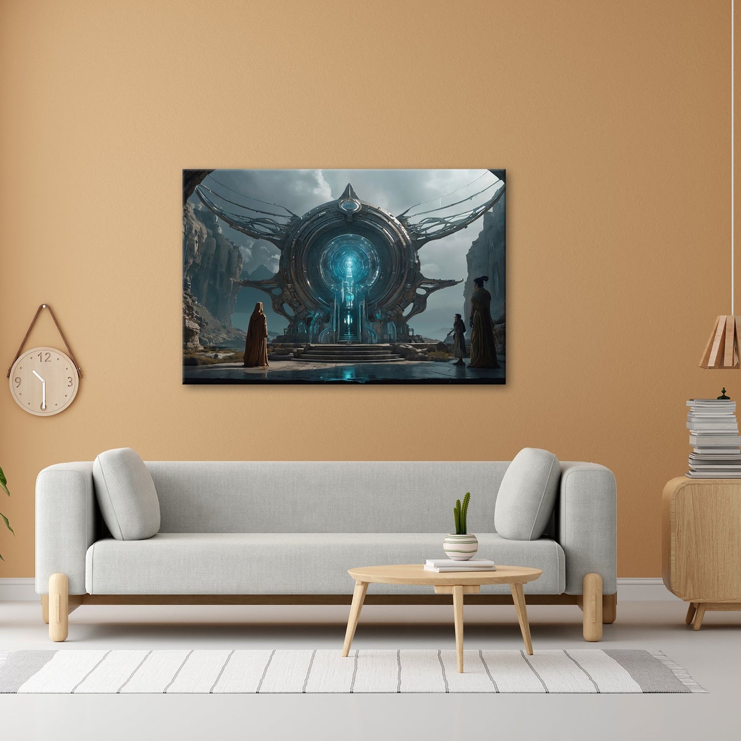 Leinwandbild Mystisches Portal erleuchtet eine uralte, futuristische Welt - deyoli