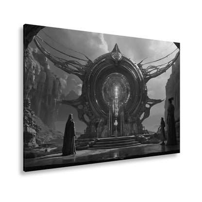 Leinwandbild Mystisches Portal erleuchtet eine uralte, futuristische Welt - deyoli