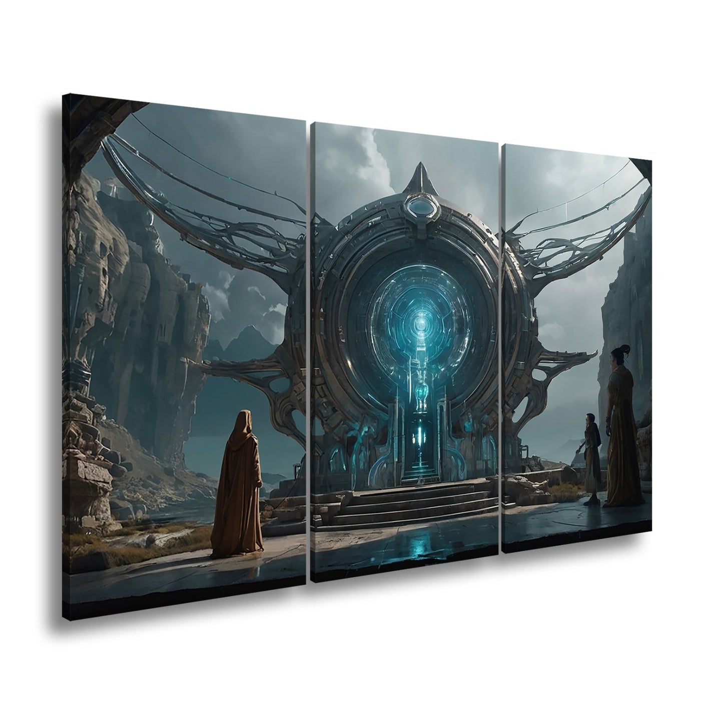 Leinwandbild Mystisches Portal erleuchtet eine uralte, futuristische Welt - deyoli