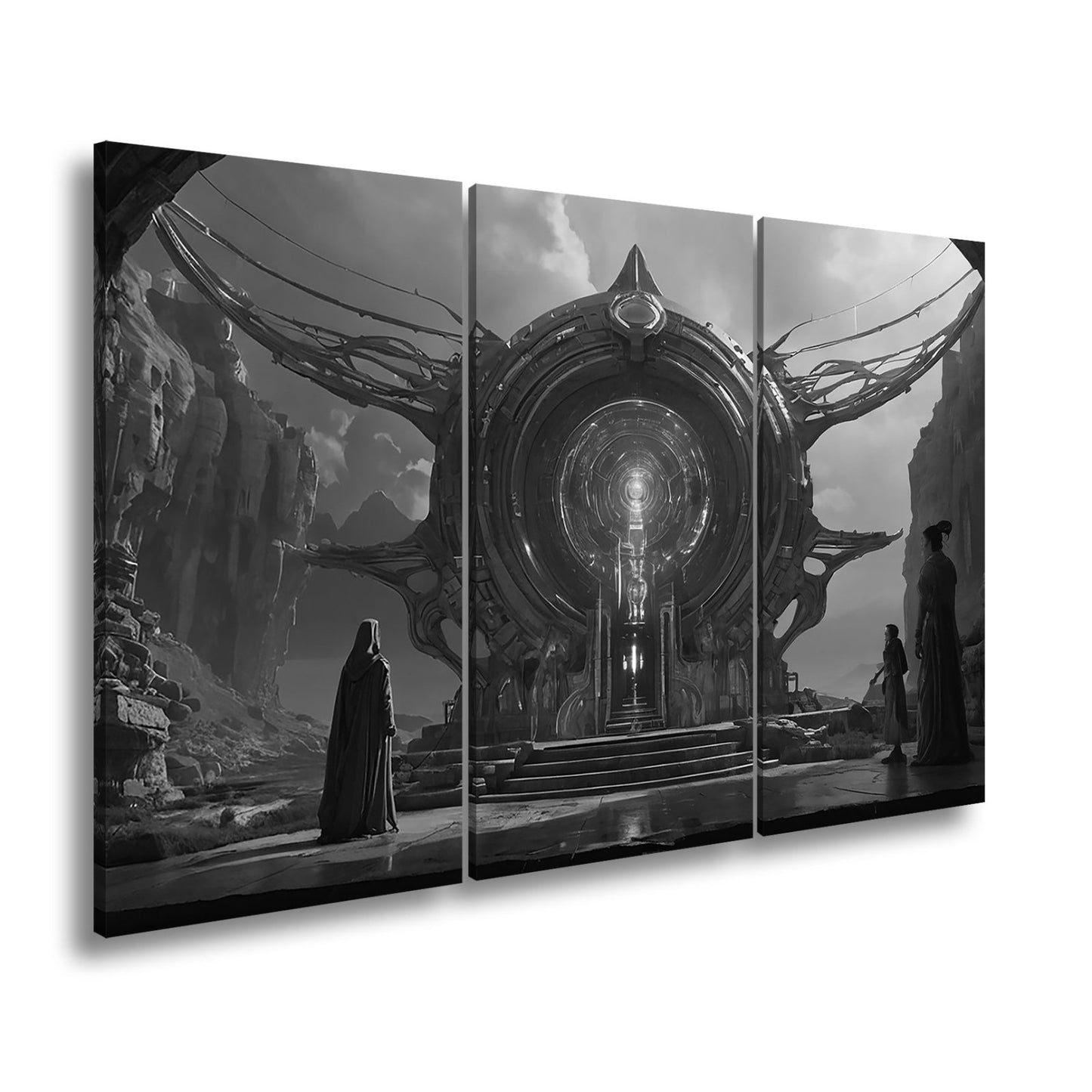 Leinwandbild Mystisches Portal erleuchtet eine uralte, futuristische Welt - deyoli