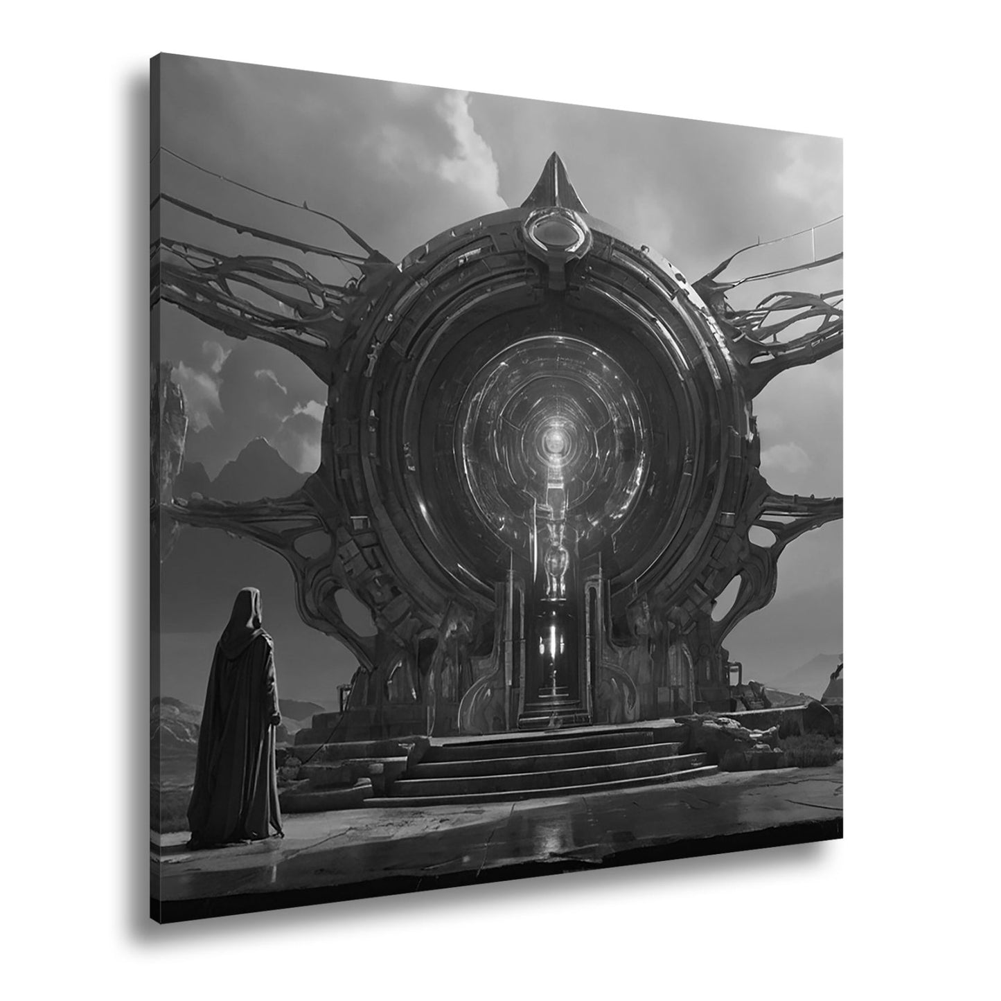 Leinwandbild Mystisches Portal erleuchtet eine uralte, futuristische Welt - deyoli