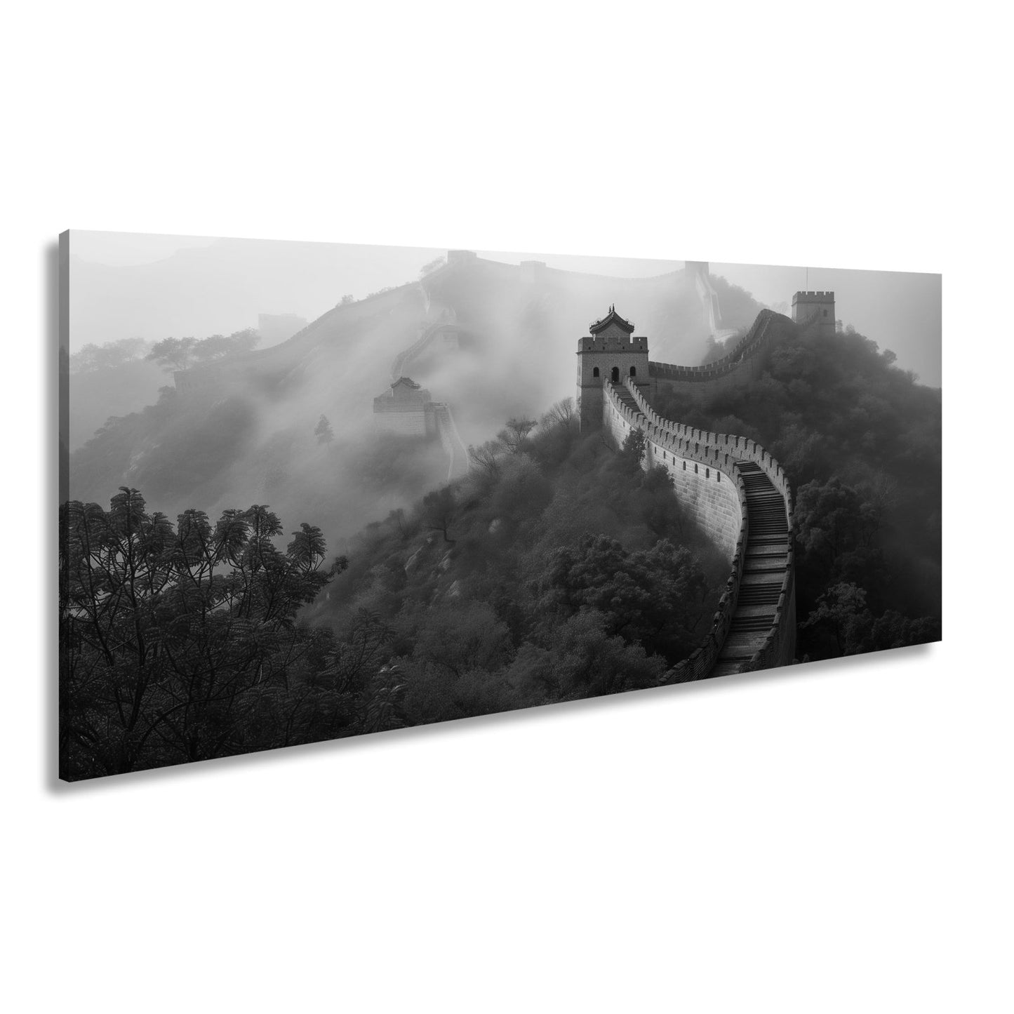 Leinwandbild Nebel küsst die Große Mauer in rotem Herbstgewand. - deyoli