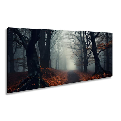 Leinwandbild Nebelpfad XXL – Verschluckt den letzten Hauch des Tages - deyoli