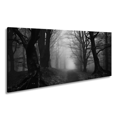 Leinwandbild Nebelpfad XXL – Verschluckt den letzten Hauch des Tages - deyoli