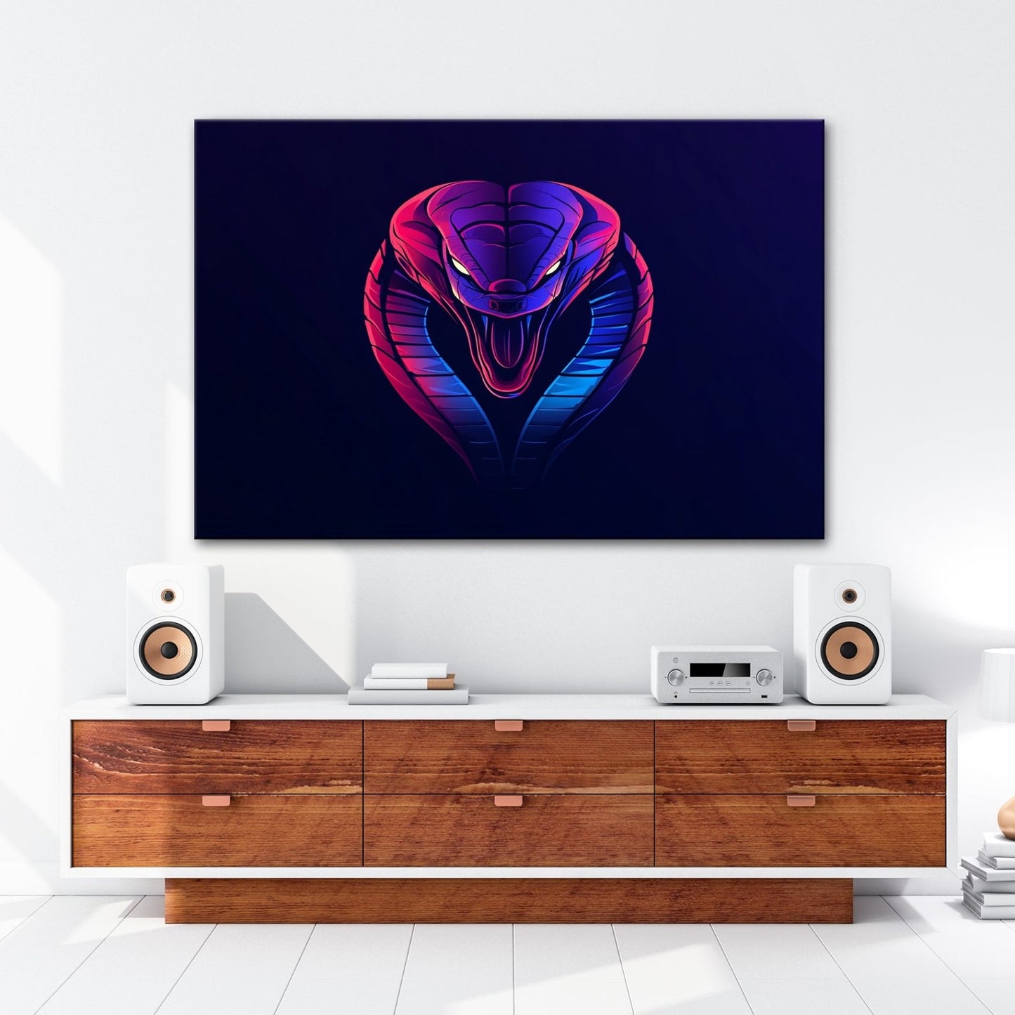 Leinwandbild Neon Kobra – Gefahr trifft grafische Eleganz XXL - deyoli