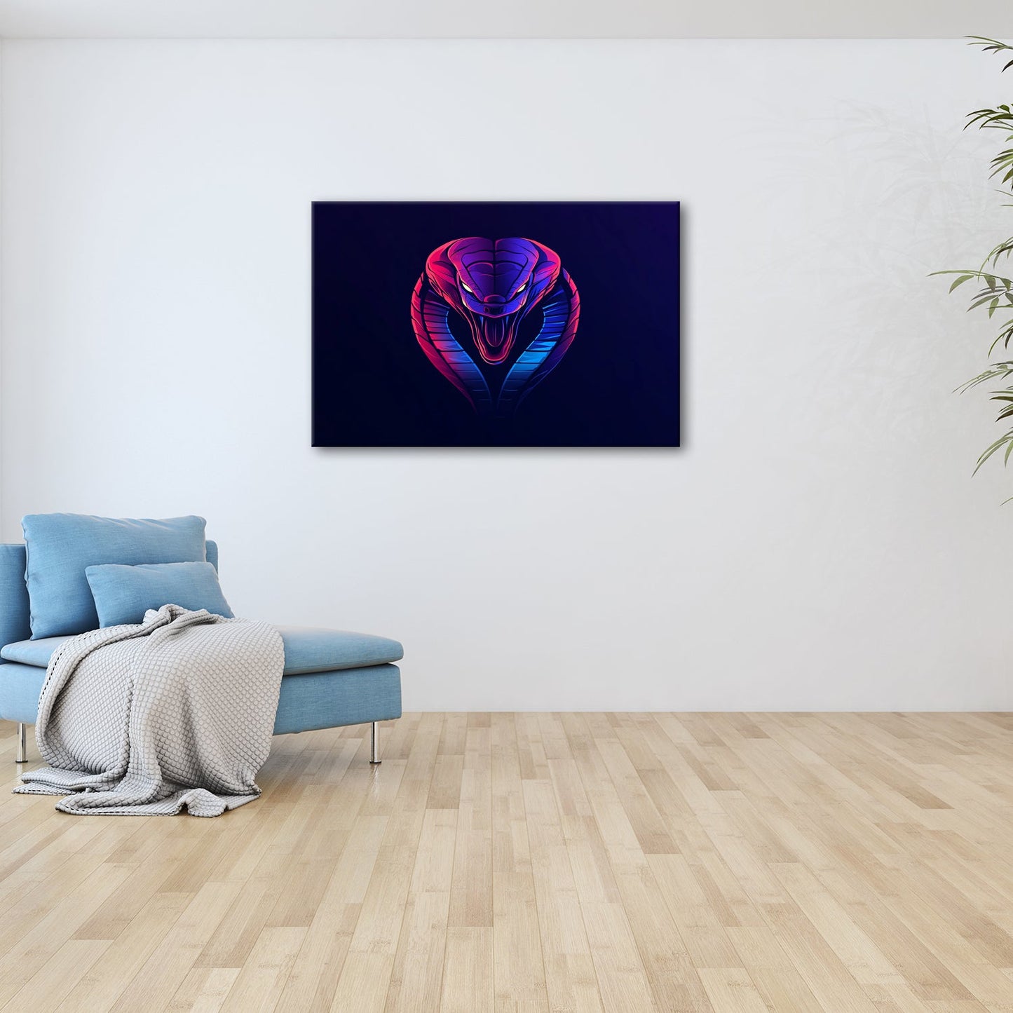 Leinwandbild Neon Kobra – Gefahr trifft grafische Eleganz XXL - deyoli