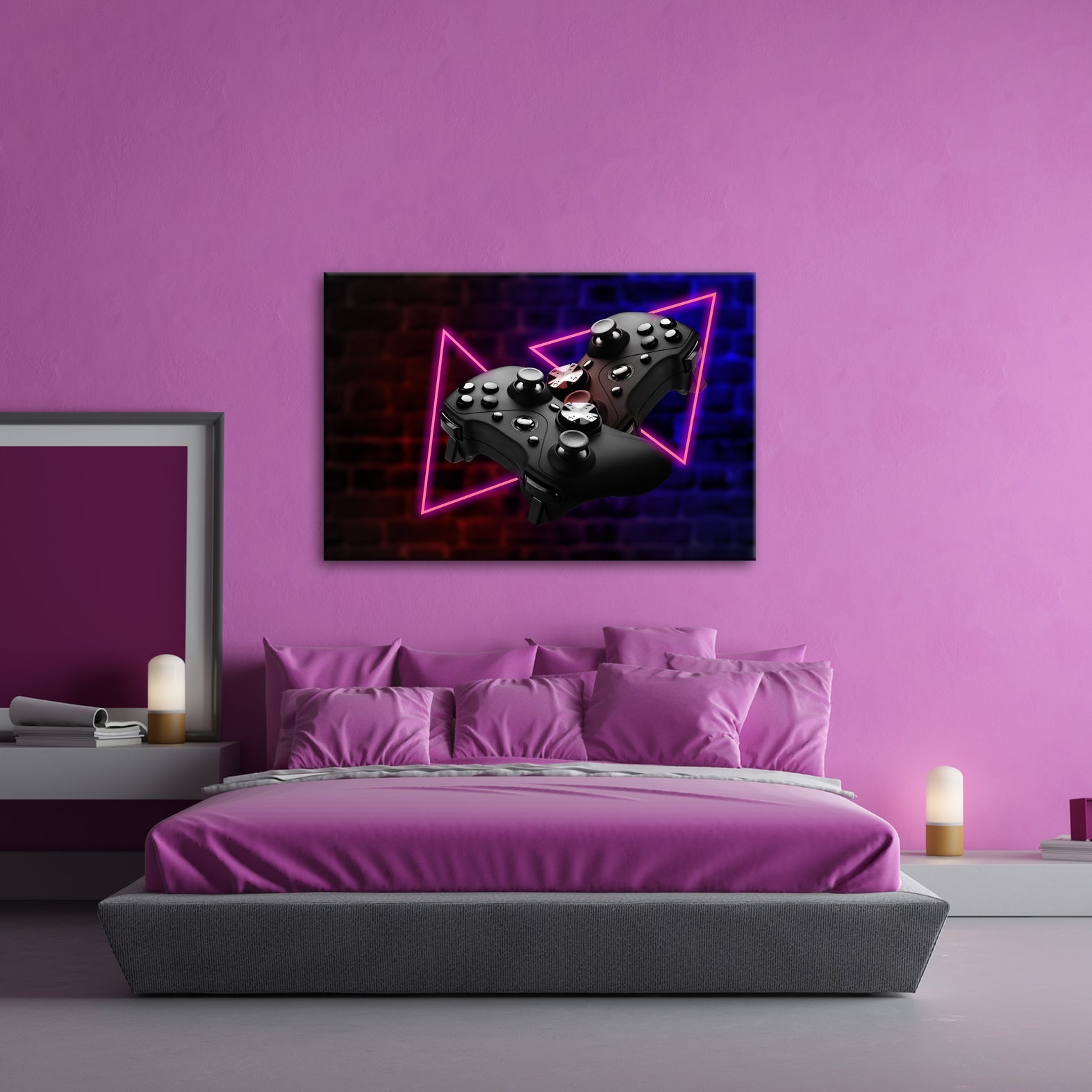Leinwandbild Neon trifft Technik – Controller im Zeichen der Zukunft. - deyoli