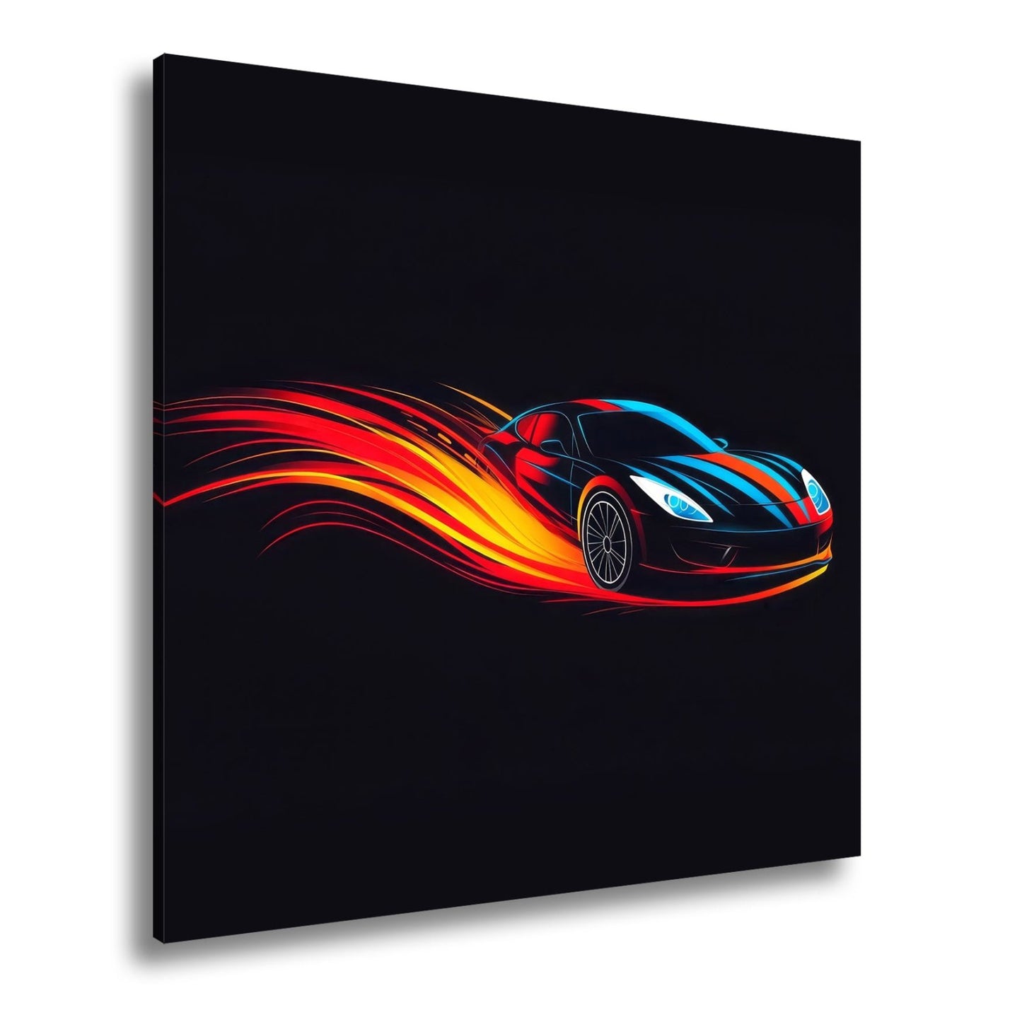 Leinwandbild Neonflammen tragen einen futuristischen Sportwagen - deyoli