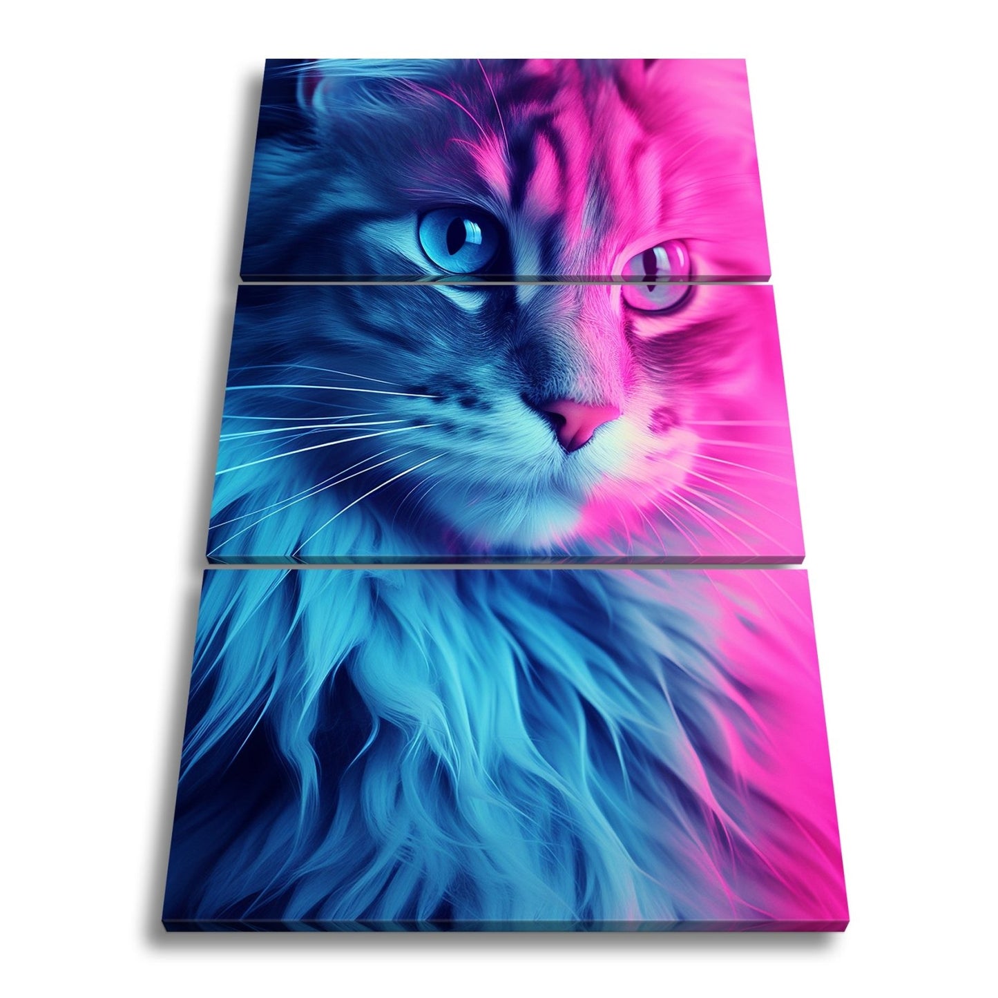 Leinwandbild Neonkatze in magischem Licht zwischen Blau und Pink - deyoli