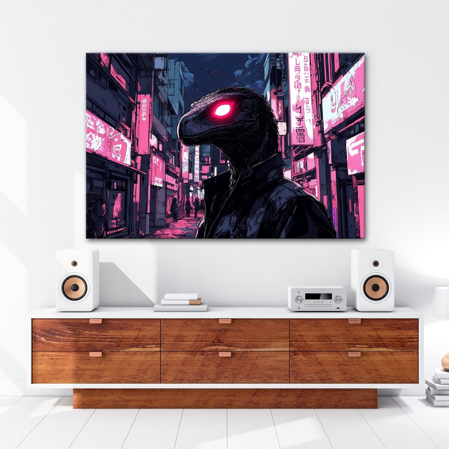 Leinwandbild Neonlicht trifft Reptilienblick – Nacht der Schatten. - deyoli