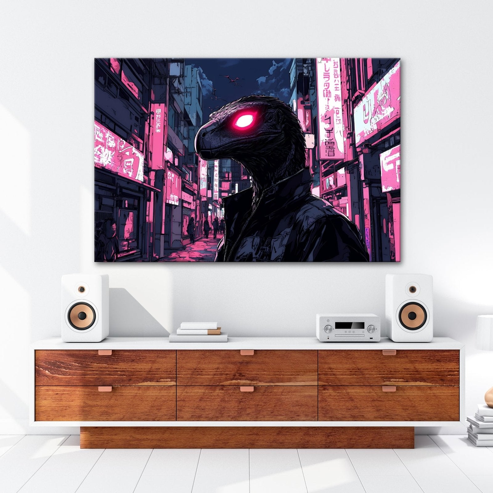 Leinwandbild Neonlicht trifft Reptilienblick – Nacht der Schatten. - deyoli