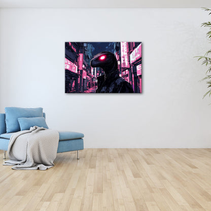 Leinwandbild Neonlicht trifft Reptilienblick – Nacht der Schatten. - deyoli