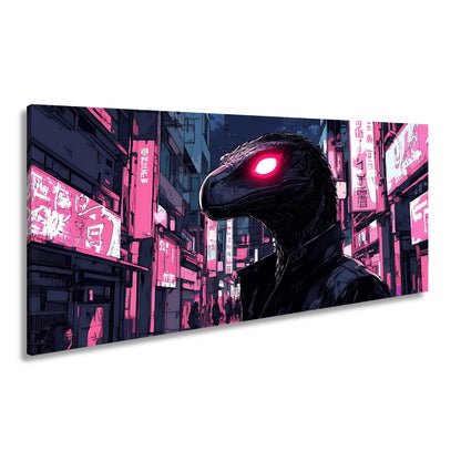 Leinwandbild Neonlicht trifft Reptilienblick – Nacht der Schatten. - deyoli