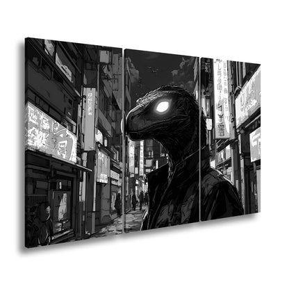 Leinwandbild Neonlicht trifft Reptilienblick – Nacht der Schatten. - deyoli