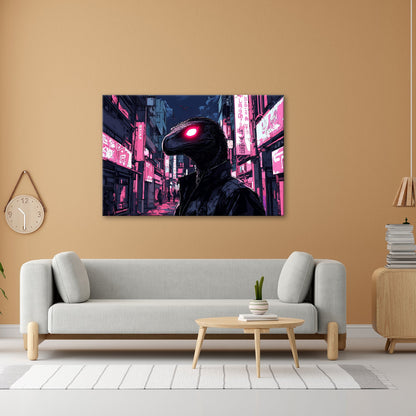 Leinwandbild Neonlicht trifft Reptilienblick – Nacht der Schatten. - deyoli