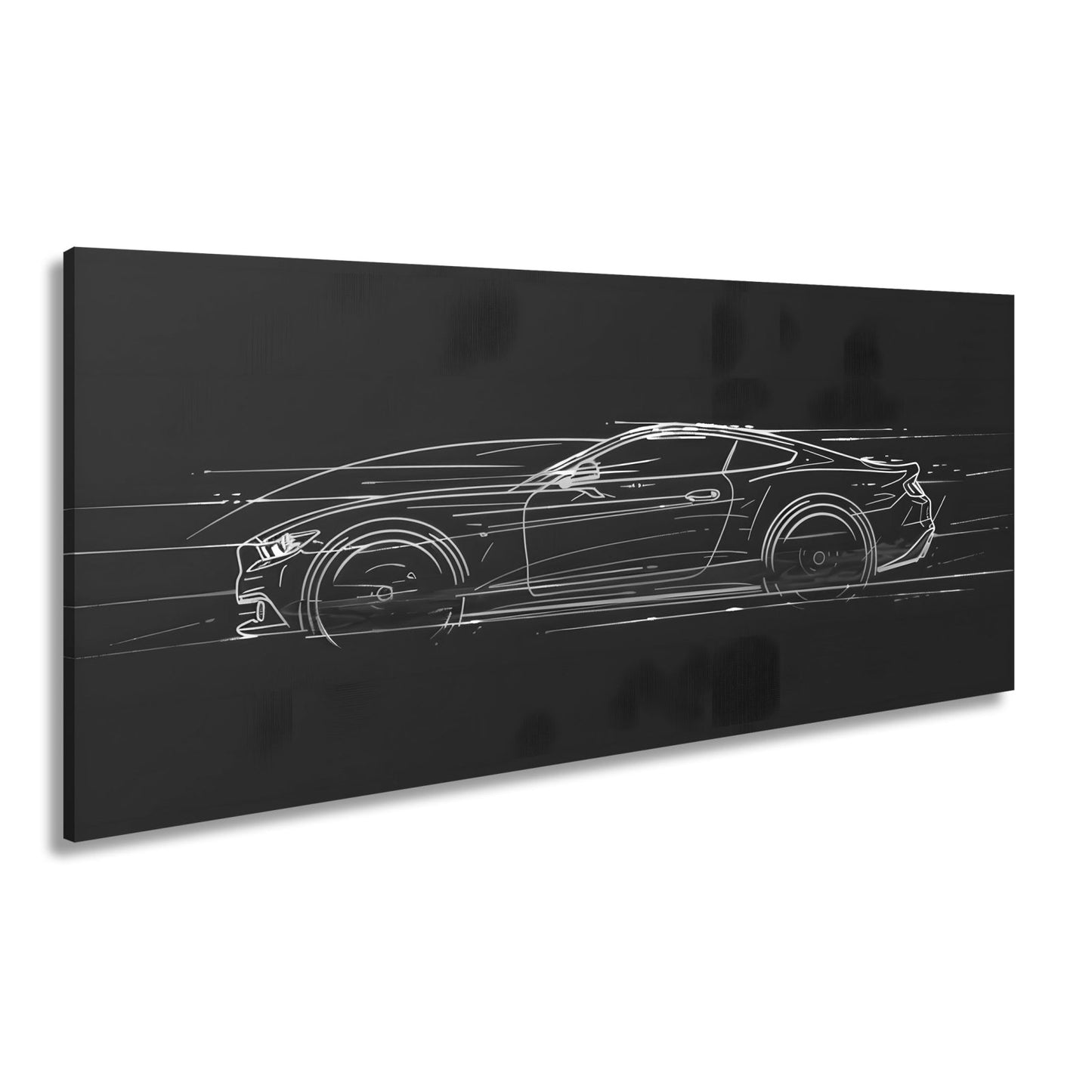 Leinwandbild Neonlinien formen ein rasendes Coupe purem Licht und Geschwindigkeit - deyoli