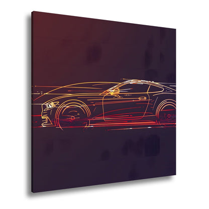 Leinwandbild Neonlinien formen ein rasendes Coupe purem Licht und Geschwindigkeit - deyoli