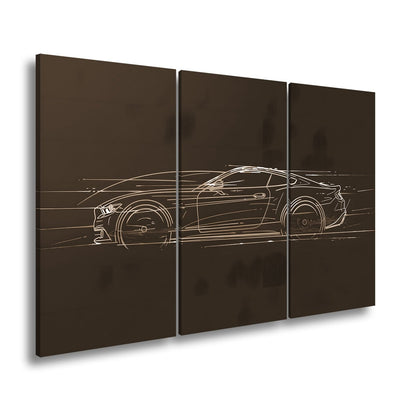 Leinwandbild Neonlinien formen ein rasendes Coupe purem Licht und Geschwindigkeit - deyoli