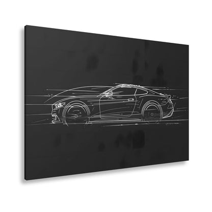 Leinwandbild Neonlinien formen ein rasendes Coupe purem Licht und Geschwindigkeit - deyoli
