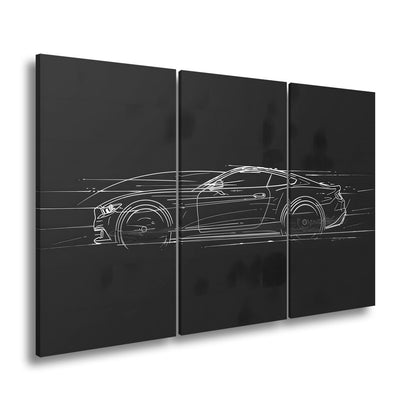 Leinwandbild Neonlinien formen ein rasendes Coupe purem Licht und Geschwindigkeit - deyoli
