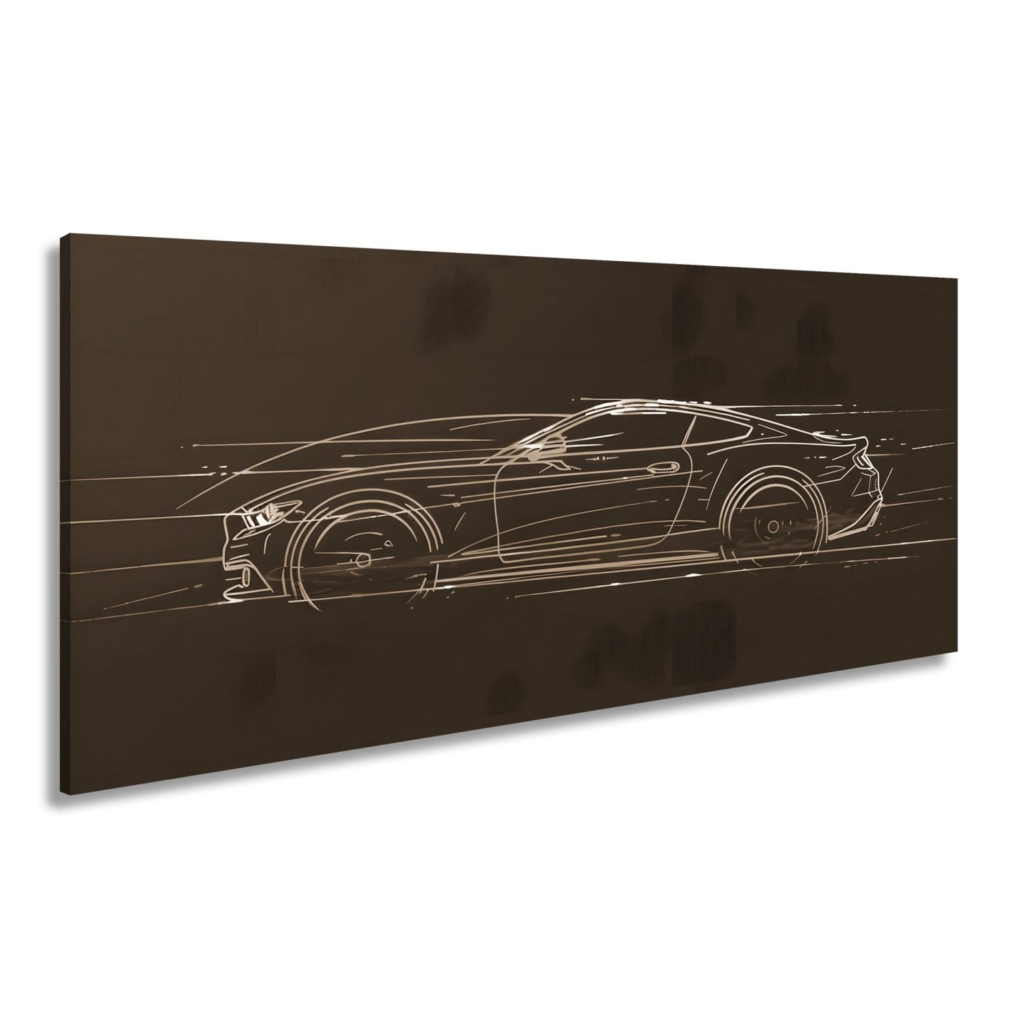 Leinwandbild Neonlinien formen ein rasendes Coupe purem Licht und Geschwindigkeit - deyoli