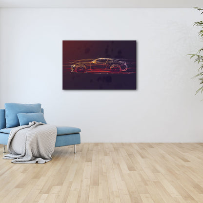 Leinwandbild Neonlinien formen ein rasendes Coupe purem Licht und Geschwindigkeit - deyoli