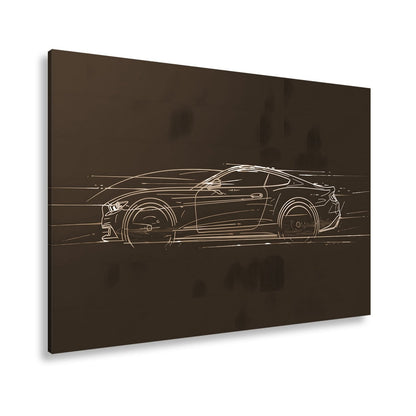 Leinwandbild Neonlinien formen ein rasendes Coupe purem Licht und Geschwindigkeit - deyoli