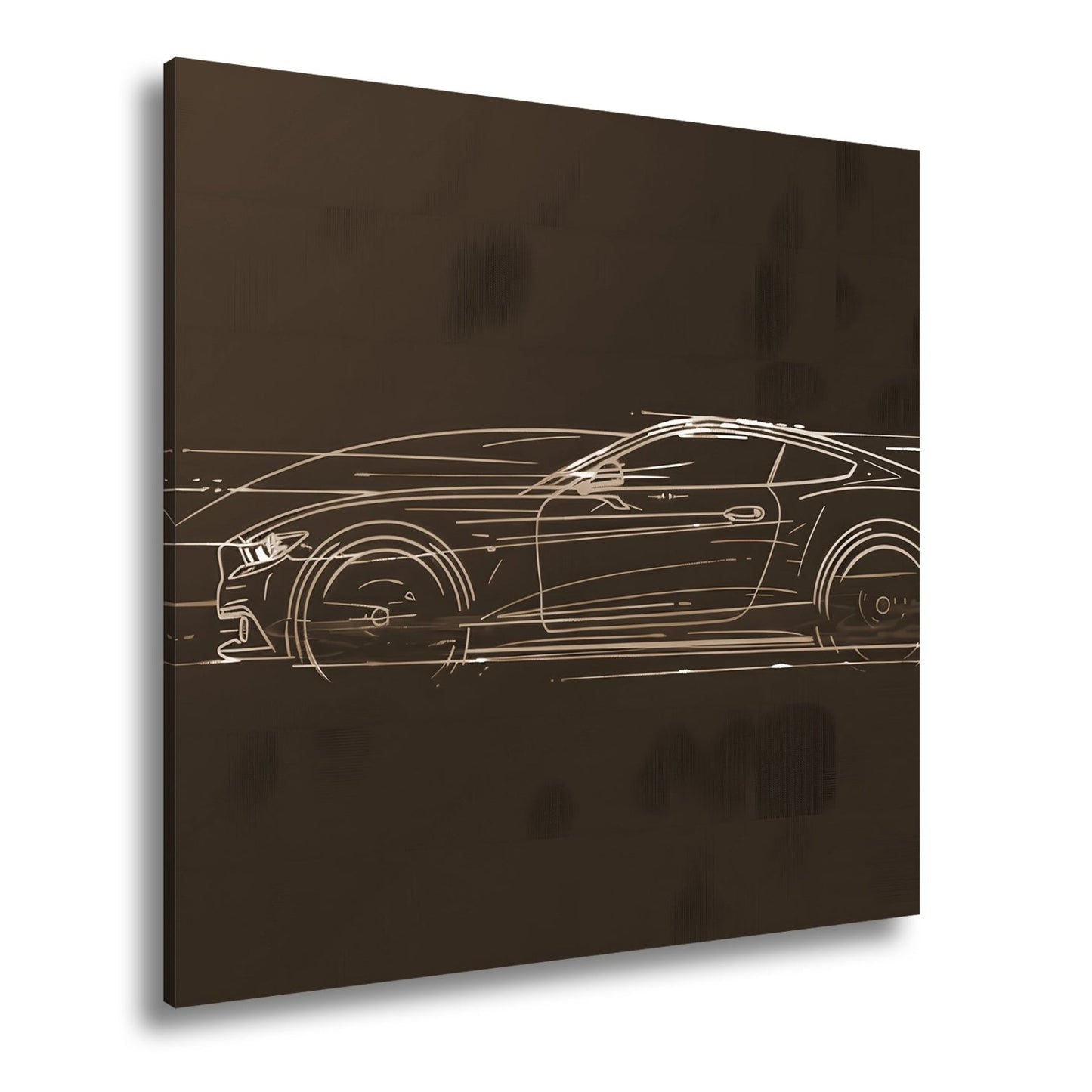 Leinwandbild Neonlinien formen ein rasendes Coupe purem Licht und Geschwindigkeit - deyoli