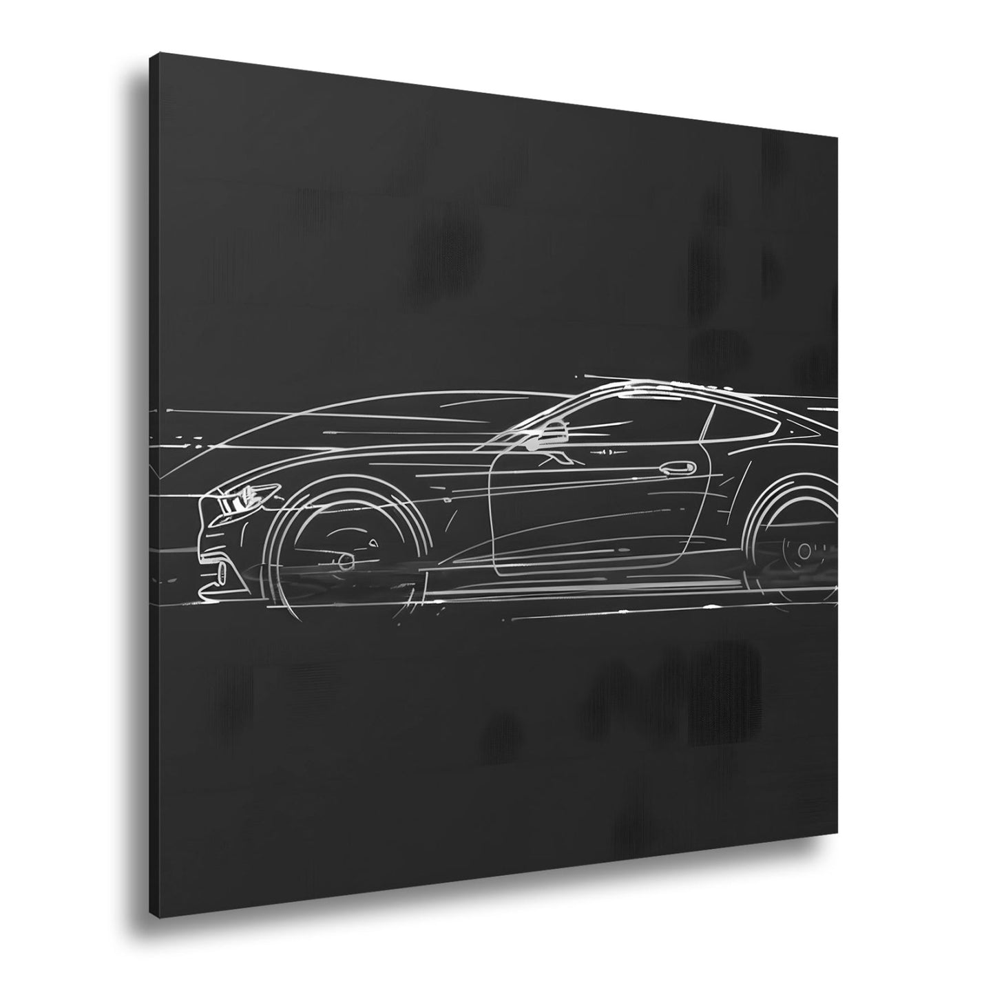 Leinwandbild Neonlinien formen ein rasendes Coupe purem Licht und Geschwindigkeit - deyoli