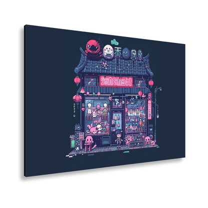 Leinwandbild Neonshop voller Pixelzauber in einer verspielten Welt. - deyoli