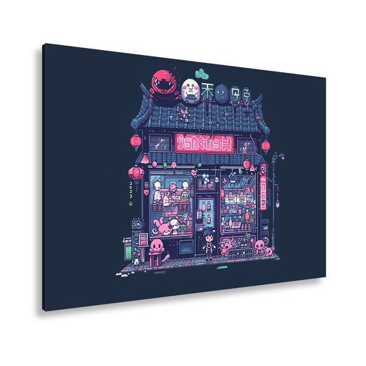 Leinwandbild Neonshop voller Pixelzauber in einer verspielten Welt. - deyoli